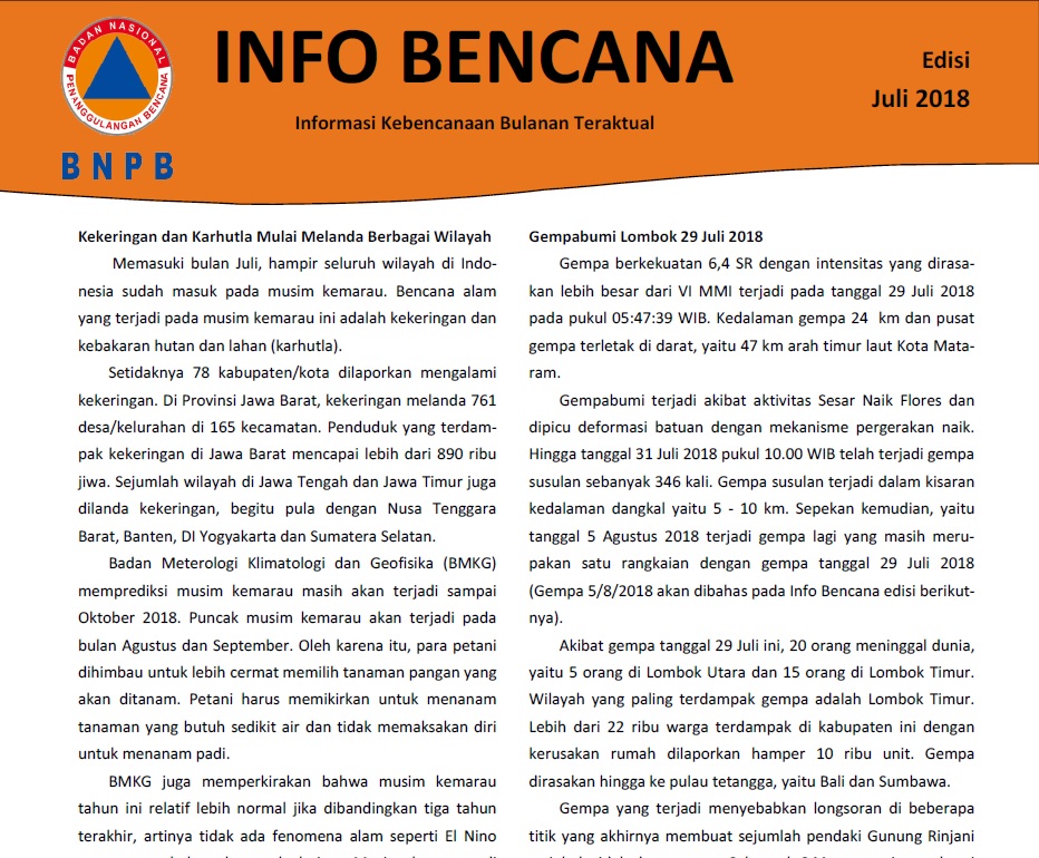 Info Bencana Juli 2018