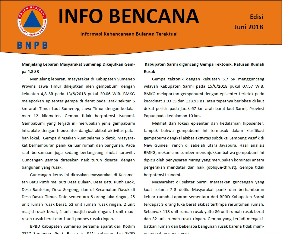 Info Bencana Juni 2018