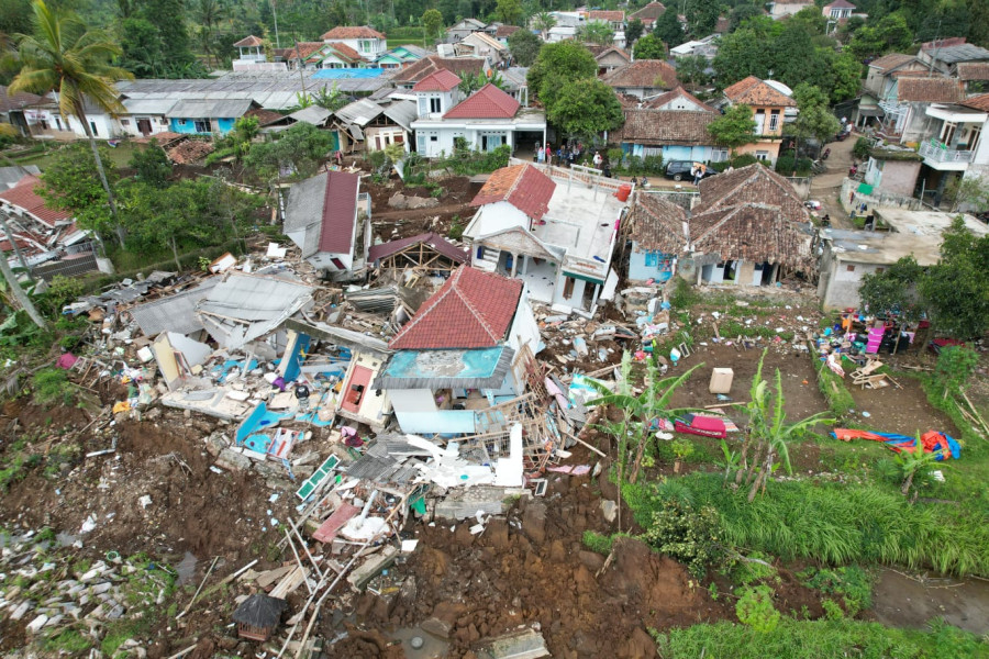 Kondisi permukiman warga terdampak gempa di Kabupaten Cianjur, Jawa Barat.