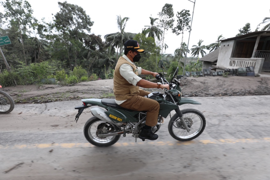 Lokasi terdampak erupsi Gunung Semeru di Kabupaten Lumajang, Jawa Timur, Senin (6/12).