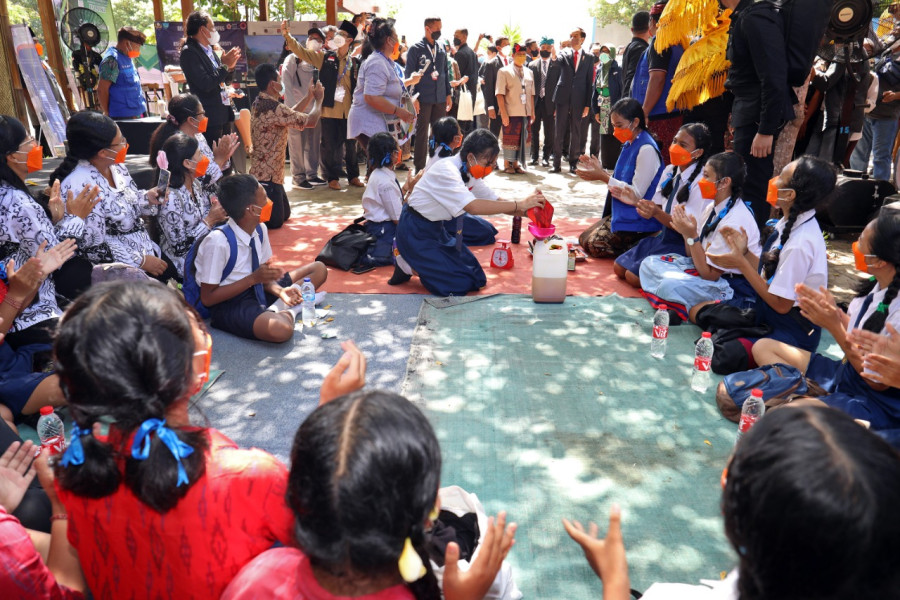 Kegiatan edukasi kebencanaan pada Rumah Resiliensi Indonesia di Art Building Bali Collection, Nusa Dua, Bali, Rabu (25/5).