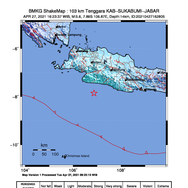 Gempa Magnitudo 5,6 Guncang Sukabumi