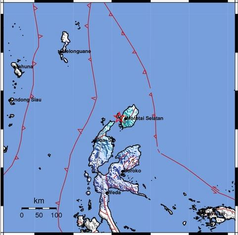 Warga Kepulauan Morotai merasakan Guncangan Gempa Sedang selama 2 sampai 3 Detik