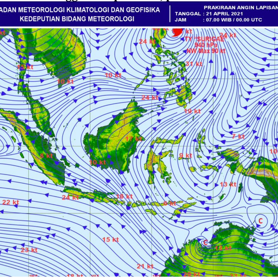 Dampak Cuaca Siklon Tropis Surigae di Wilayah Indonesia Esok Hari