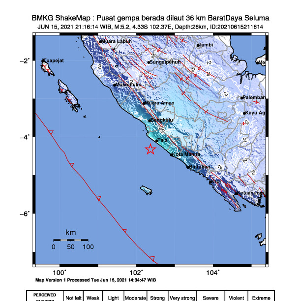 Guncangan Kuat Gempa M 5,2 Dirasakan Masyarakat Kabupaten Seluma, Bengkulu