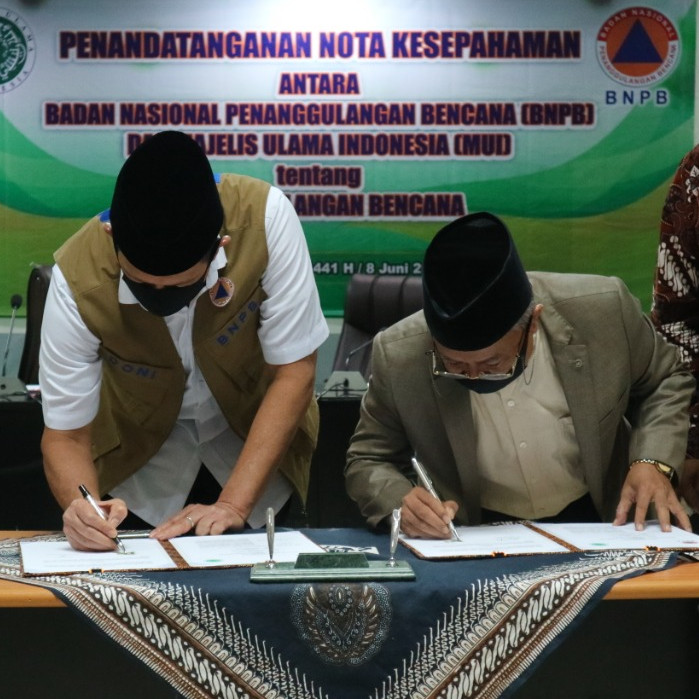 BNPB dan MUI Teken Nota Kesepahaman Penanganan Bencana Melalui Perspektif Islam