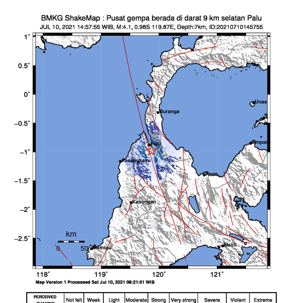 Gempa M4,1 Picu Guncangan Kuat di Kota Palu