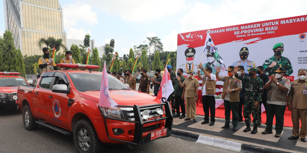 Ingatkan Kembali Disiplin Protokol Kesehatan, BNPB Luncurkan Gerakan Mobil Masker Untuk Masyarakat Riau